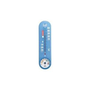 (まとめ)EMPEX 生活管理 温度・湿度計 壁掛用 TG-2456 クリアブルー【×5セット】