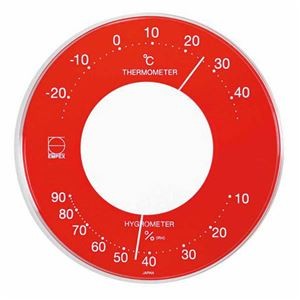EMPEX 温度・湿度計 セレナカラー 丸型 置き掛け兼用 LV-4355 レッド