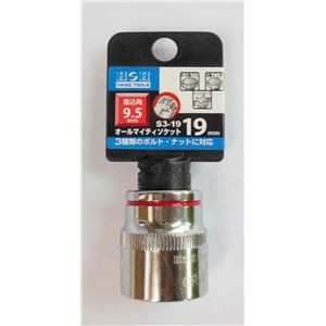 (業務用10個セット) H＆H オールマイティーソケット/作業工具 【3分角】 差込角：9.5mm サイズ：19mm S3-19