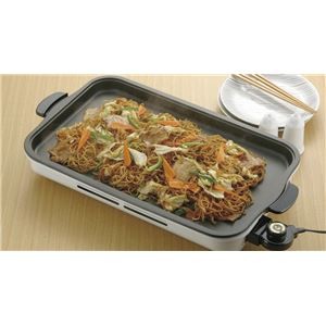 ワイド角型 ホットプレート/調理家電 【約337×590×150mm】 日本製 アルミ 鉄 『どんとこい』 〔キッチン 台所〕