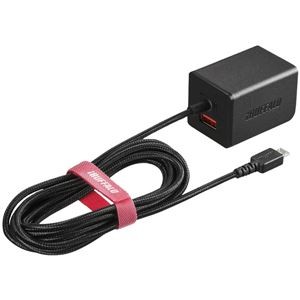 バッファロー（サプライ） 2.4A USB急速充電器 AutoPowerSelect機能搭載microUSB急速ケーブル一体型タイプ 1.8m／自動判別USBx1 ブラック BSMPA2401BC2BK