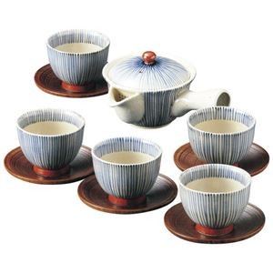 利左右衛門窯 朱巻十草急須茶器揃（茶托付） K21005125
