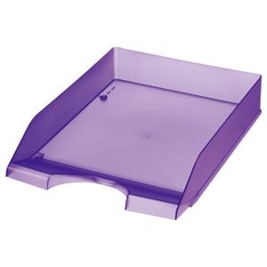 （まとめ） クルーズ スケルトンカラーレタートレーA4タテ パープル LT-500PU 1セット（3個） 【×5セット】