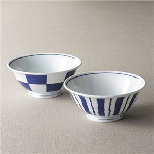 （まとめ） 染付モダン ペアラーメン鉢 K20407339 【×2セット】