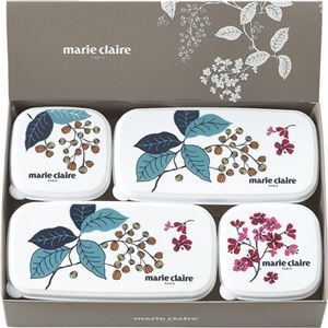 (まとめ) マリ・クレール フレンチライラック シール容器4点セット B8041540 【×5セット】