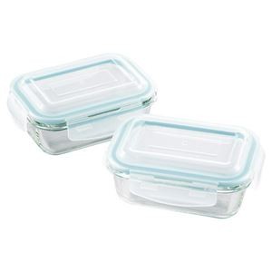 （まとめ） オーブンレンジ対応耐熱ガラス保存容器2pcs K20104645 【×2セット】