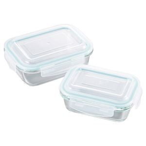 （まとめ） オーブンレンジ対応耐熱ガラス保存容器2pcs K20205415 【×2セット】