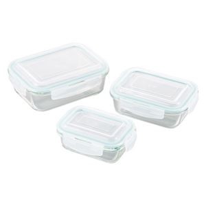 （まとめ） オーブンレンジ対応耐熱ガラス保存容器3pcs K20305335 【×2セット】