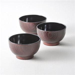 （まとめ） 杢目塗どんぶり椀3客 K20407619 【×2セット】