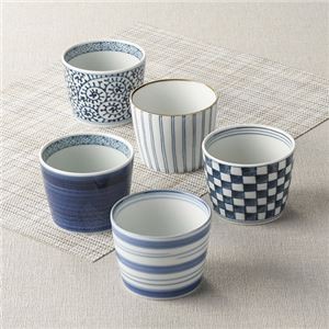 （まとめ） 藍絵変り カップ5客揃 K20507347 【×2セット】