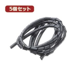 （まとめ）YAZAWA 5個セットまとめるチューブ 内径：9mm 黒 1.5m FCT9KX5【×5セット】