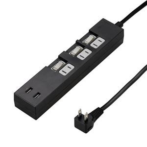 5個セット YAZAWA 個別スイッチ付3AC2USB3.4A2m ブラック Y02KS532BK2UX5