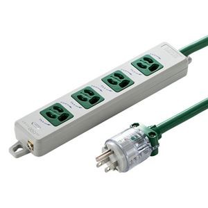 サンワサプライ 医用接地プラグ付き電源タップ グリーン TAP-HPM4-3G