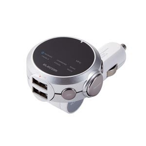 エレコム FMトランスミッター/Bluetooth/USB2ポート付/2.4A/おまかせ充電/重低音モード対応イコライザー付/141チャンネル/シルバー LAT-FMBTB05SV