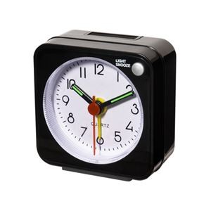 （まとめ）ミヨシ 旅先に持っていけるトラベルミニクロック ブラック MBZ-CLK01/BK【×5セット】