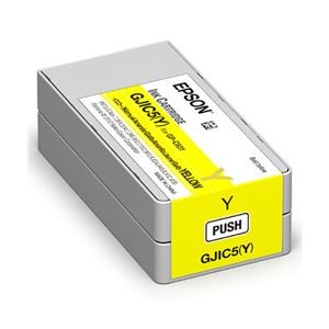（まとめ）【純正品】EPSON GJIC5Y インクカートリッジ イエロー【×5セット】