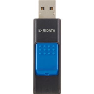 (まとめ) RiDATA ラベル付USBメモリー64GB ブラック/ブルー RDA-ID50U064GBK/BL 1個 【×5セット】
