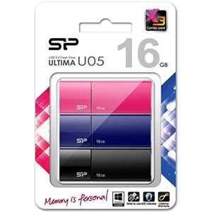 (まとめ) シリコンパワーUSB2.0フラッシュメモリ Ultima U05 16GB SP048GBUF2U05VCM1パック(3個) 【×5セット】
