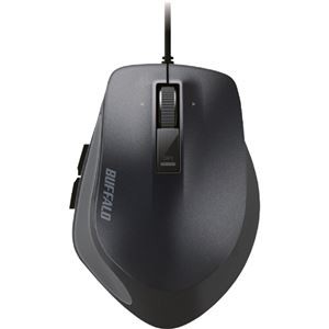 (まとめ) バッファロー 有線 BlueLEDプレミアムフィットマウス Mサイズ ブラック BSMBU500MBK 1個 【×10セット】