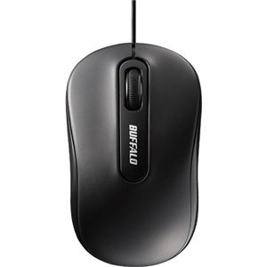 (まとめ) バッファロー 有線 光学式マウス3ボタンタイプ Mサイズ ブラック BSMOU050MBKZ 1個 【×10セット】