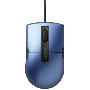 (まとめ) バッファロー 有線BlueLEDマウス静音 3ボタン Mサイズ ブルー BSMBU26SMBL 1個 【×10セット】
