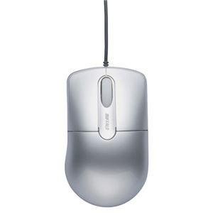 (まとめ) バッファロー 有線光学式マウス 静音3ボタン Mサイズ シルバー BSMOU27SMSV 1個 【×10セット】