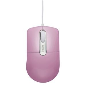 (まとめ) バッファロー 有線光学式マウス 静音3ボタン Mサイズ ピンク BSMOU27SMPK 1個 【×10セット】