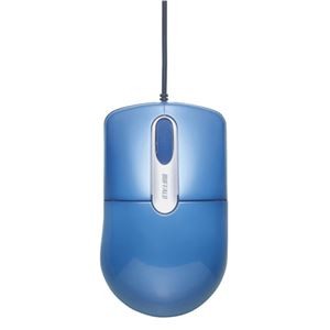 (まとめ) バッファロー 有線光学式マウス 静音3ボタン Mサイズ ブルー BSMOU27SMBL 1個 【×10セット】