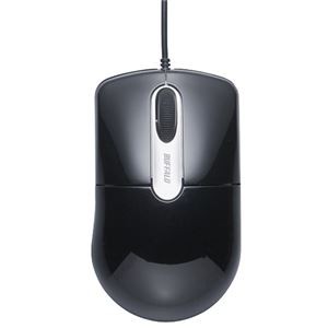 (まとめ) バッファロー 有線光学式マウス 静音3ボタン Mサイズ ブラック BSMOU27SMBK 1個 【×10セット】