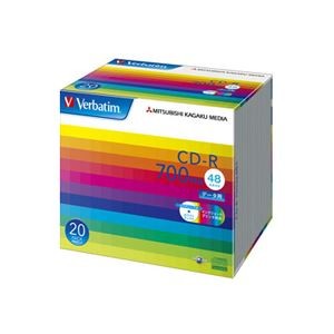 (まとめ) バーベイタム データ用CD-R 700MB ホワイトワイドプリンターブル 5mmスリムケース SR80SP20V1 1パック(20枚)  【×10セット】