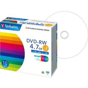 (まとめ) バーベイタム データ用DVD-RW4.7GB 2倍速 ワイドプリンタブル 5mmスリムケース DHW47NP10V1 1パック(10枚)  【×10セット】