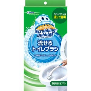 (まとめ) ジョンソン スクラビングバブルシャット 流せるトイレブラシ 本体 ブラシ4本付 1個  【×10セット】