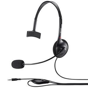 (まとめ) バッファロー片耳ヘッドバンド式ヘッドセット 4極 ブラック BSHSHCM100BK 1個 【×10セット】