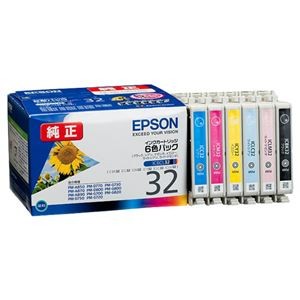 (まとめ) エプソン EPSON インクカートリッジ 6色パック IC6CL32 1箱（6個：各色1個）  【×10セット】