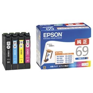 (まとめ) エプソン EPSON インクカートリッジ 4色パック IC4CL69 1箱（4個：各色1個）  【×10セット】