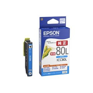 (まとめ) エプソン インクカートリッジシアン(増量) ICC80L 1個  【×10セット】