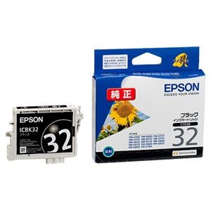 (まとめ) エプソン EPSON インクカートリッジ ブラック ICBK32 1個  【×10セット】