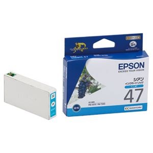 (まとめ) エプソン EPSON インクカートリッジ シアン ICC47 1個  【×10セット】