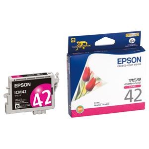 (まとめ) エプソン EPSON インクカートリッジ マゼンタ ICM42 1個  【×10セット】