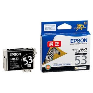 (まとめ) エプソン EPSON インクカートリッジ フォトブラック ICBK53 1個  【×10セット】