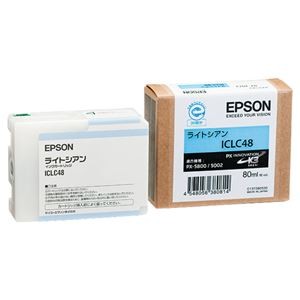 (まとめ) エプソン EPSON PX-P／K3インクカートリッジ ライトシアン 80ml ICLC48 1個  【×10セット】