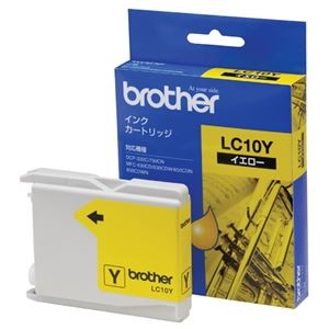 (まとめ) ブラザー BROTHER インクカートリッジ イエロー LC10Y 1個  【×10セット】