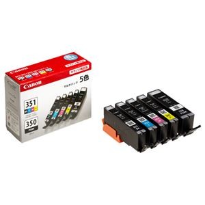 (まとめ) キヤノン Canon インクタンク BCI-351+350／5MP 5色マルチパック 標準 6552B003 1箱（5個：各色1個）  【×10セット】
