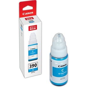 (まとめ) キヤノン インクボトル GI-390Cシアン 1600C001 1個  【×10セット】