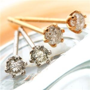 18金ピンクゴールド ダイヤモンドピアス 0.1ct&18金ホワイトゴールドダイヤピアス 0.1ct