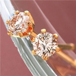 K18PG ピンク ダイヤモンドピアス 0.1ct