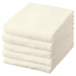 (まとめ) TANOSEE フェイスタオル オフホワイト 1パック（5枚）  【×30セット】