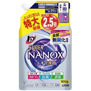 （まとめ）ライオン トップSUPER NANOX ニオイ専用900g 詰替（×10セット）