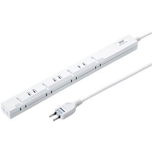 （まとめ）サンワサプライ スリムタップ2P・8個口 2m TAP-SLIM8-2 1個【×2セット】
