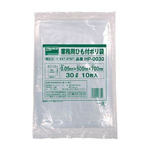 （まとめ）TRUSCO業務用ひも付きポリ袋 0.05×30L HP-0030 1パック（10枚）【×5セット】